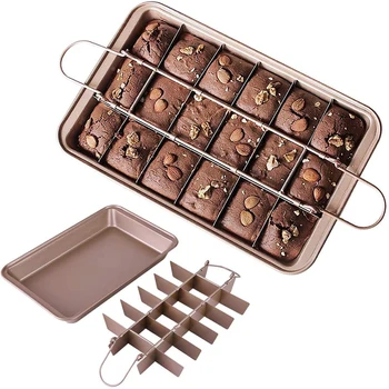 

Brownie Pans with Dividers Carbon Steel Bakeware Cake for Oven 18 Lattice Brownie Baking Tray Non-Stick Baking Pan Dishes