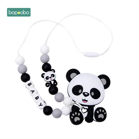 Panda Bopoobo 1 шт. Детские трофеи пищевой силиконовый Прорезыватель для зубов бусины кулон соска ручной работы клип цепь набор Товары для малышей - Цвет: Panda