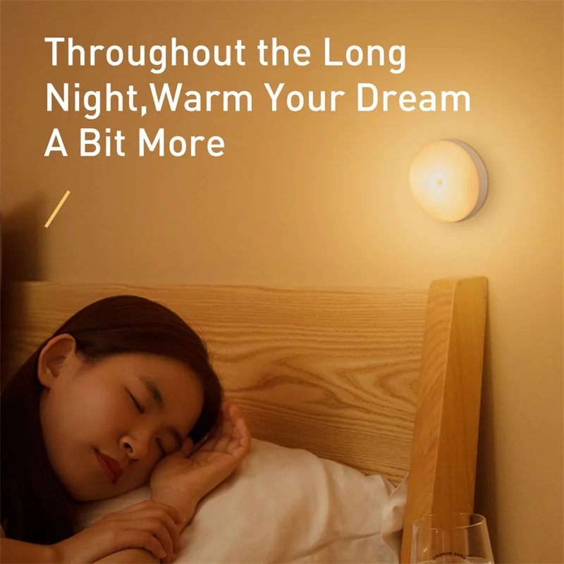 Baseus светодиодный Ночной светильник с ПИР интеллигентая(ый) Ночник с датчиком движения для домашнего офиса Спальня номер человека индукционный ночник