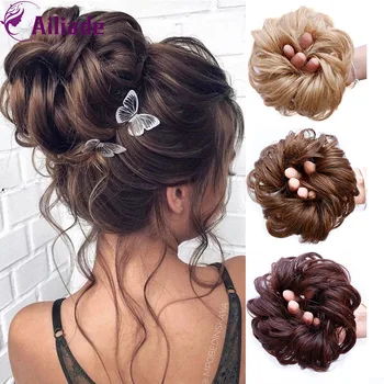 

AILIADE High Quality 40g Women Chignon with Rubber Band Synthetic Hair Extensions Wig Hair Circle Ball Ponytail