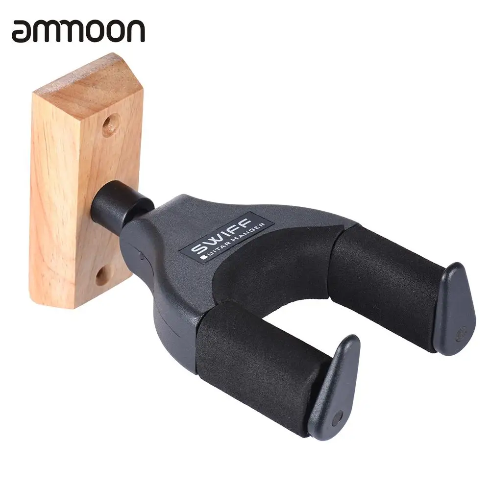 

U1 Wall Mount Guitar Hanger Hook Holder Keeper Auto Grip System EVA Cushion Solid Wood Base for Guitars String Instrument