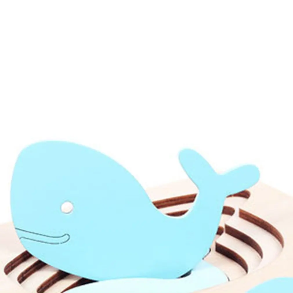 whale 3D деревянные Многослойные головоломки животные картонный Кролик/Птица/КИТ головоломки Детские деревянные игрушки ребенок раннего захвата образовательный подарок - Цвет: whale