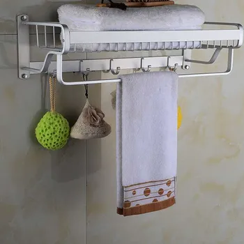 

Space Aluminium Toilet Bathroom Washroom Towel Rack Soap Sponge Holder Wall Mounted Storage Hook Rod Rack Holder Hanging Bar
