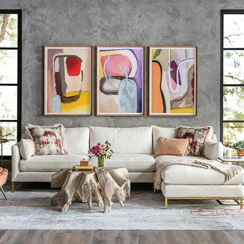 

Canvas Painting Modern Minimalist Art Living Room Decor Shades of Color Set of 3 Abstract Large Canvas Oil Paintings Separate