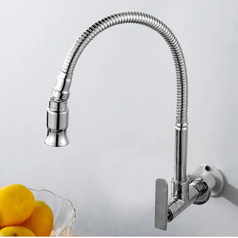 

S82044 Copper Single Cold Faucet Kitchen New Style Wall-in Universal Tube Wall Water Extractor Metal Head