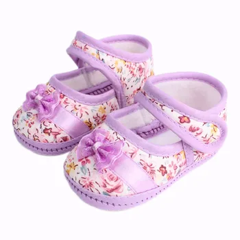 

High Quality Girls Flowers Bow Baby Toddler Shoes Spring Autumn 11cm 12cm 13cm Children Footwear First Walkers