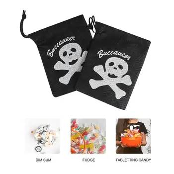 

6pcs Halloween Pirate Drawstring Bag Stylish Fashion String Pouch Gift Storage Bag String Present Bag For Halloween Gift Storage