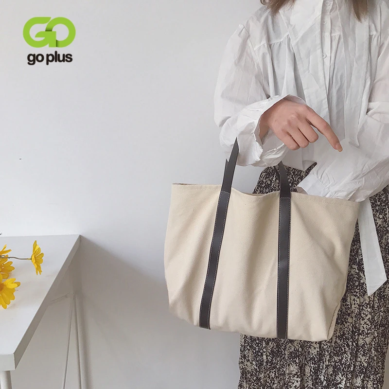 

GOPLUS 2020 Women Canvas Tote Bag Vintage Handbags Fashionable Shopper Bags Large Capacity For Female New sac