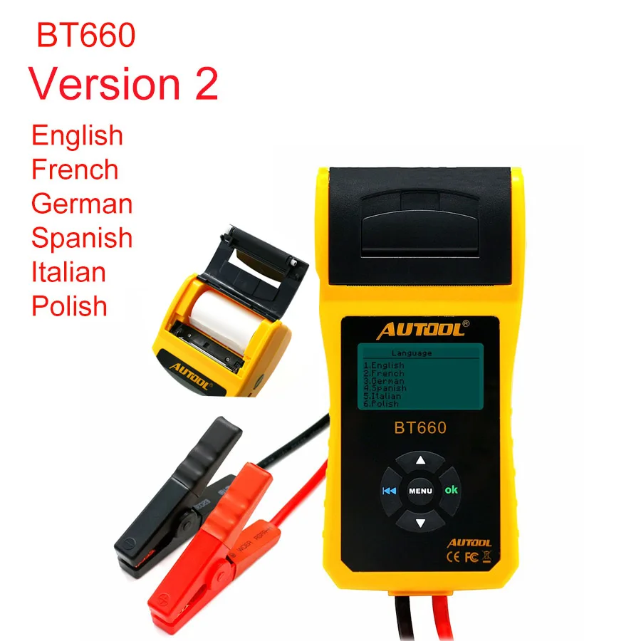 AUTOOL BT660 V2 батарея тестер Автомобильные батареи измерительный инструмент с принтером Многоязычная автомобильная система питания Диагности... AUTOOL BT660 V2 батарея тестер Автомобильные батареи измерительный инструмент с принтером Многоязычная автомобильная система питания Диагности...