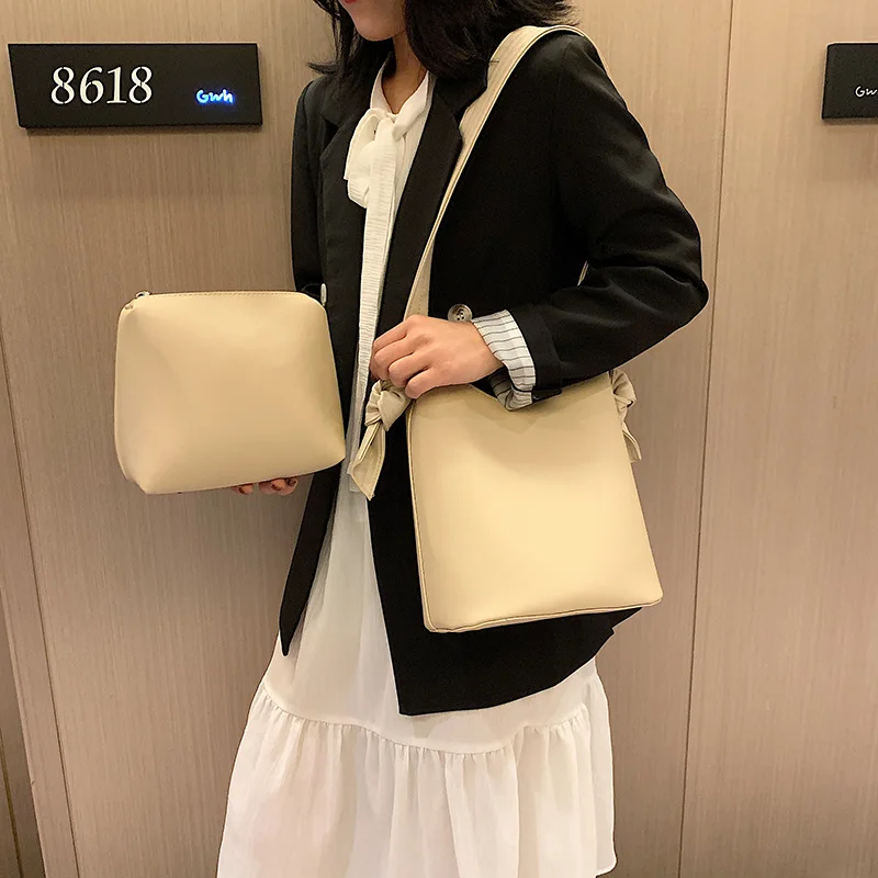

Retro Simple Western Style Big Bag Women's 2019 New Style Autumn & Winter Korean-style Shoulder Bag Broadband Textured Shoulder