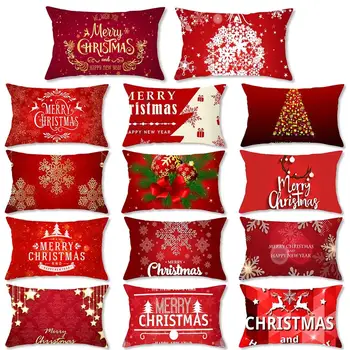 

Beautiful Christmas Red Color Hot Fashion Rectangle Pillowcase Waist Pillow Sofa Cushion Cover Quality Comfortable Home Decor