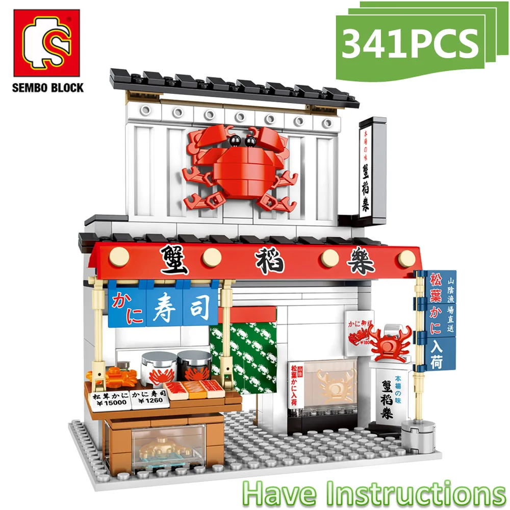 Sembo Blocks City Architecture Japan Sakura Street Osaka Crab Restaurant Food Shop Store House View Mini Blocks Building Model Stacking Blocks Aliexpress