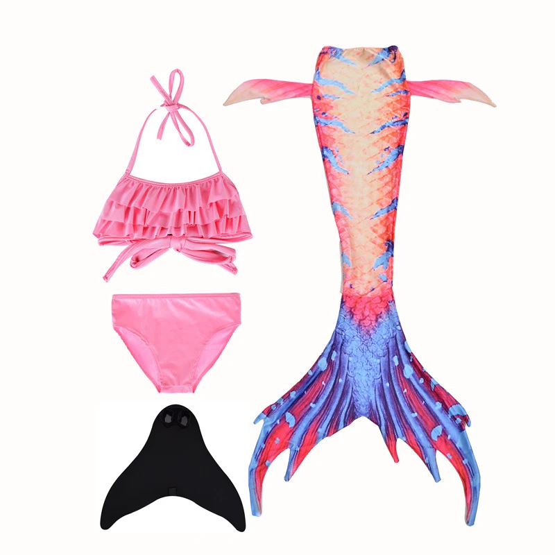Mermaid Купальник русалки для девочек, комплект бикини, хвост русалки купальные костюмы, Детский костюм русалки, бикини для дочки, комплект бикини из 4 предметов - Цвет: Mermaid