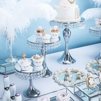 

Crystal Metal Cake Stand Road Lead Decor Candle Holder Party Dessert Display Decor Tray Wedding Decoration Flower Rack Road Lead