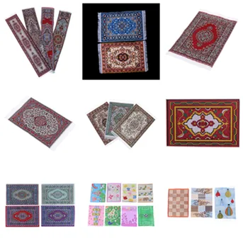 

1:12 Miniature Woven Dollhouse Floral Print Floor Welcome Carpet Rug Dollhouse Decoration Kit Miniaturas 1:12 Carpet Dolls Acc