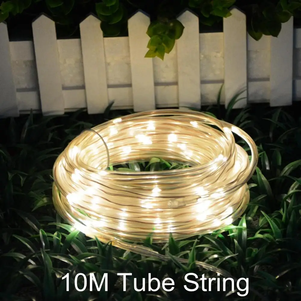 Фея Солнечный свет открытый сад уличный гирлянда, рождественские украшения для Свадебная вечеринка хрустальный шар Ландшафтный дворик света - Испускаемый цвет: 10M Tube String