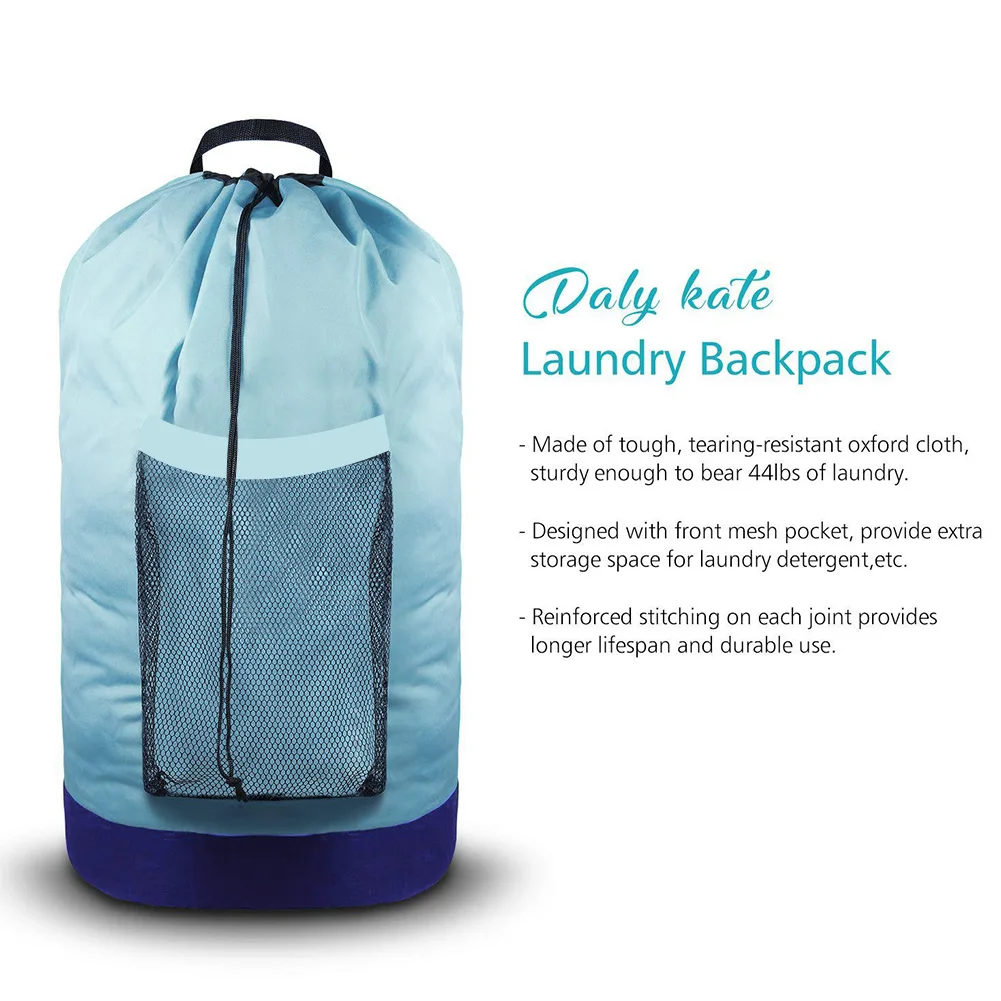 Синий Хранение Laundromat путешествия с плечевыми лямками Прачечная рюкзак сетки карман Одежда Корзина шнурок Открытый Портативный Нейлон - Цвет: Синий