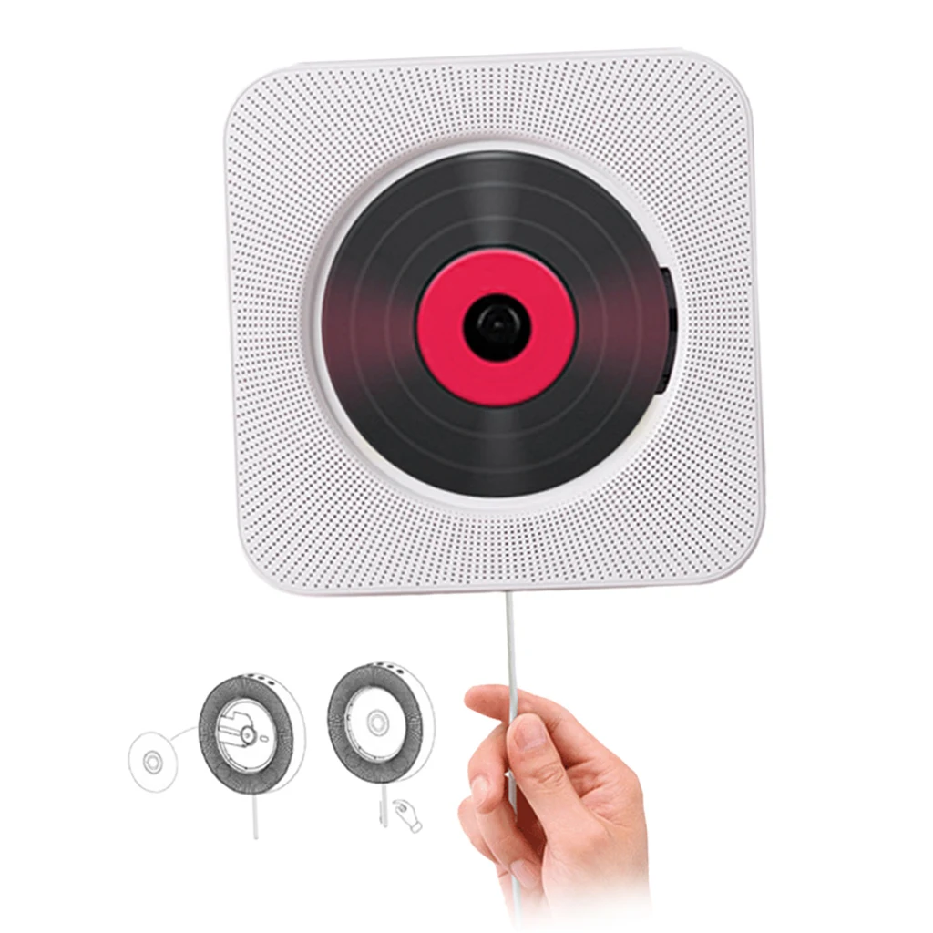 Portable Bluetooth CD Player Wall Mountable Supports USB, Earphones
