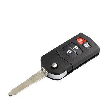 Keyforkess2/3/4 pulsanti portachiavi a distanza Fob Shell Flip pieghevole per Mazda 2 3 5 6 M6 MX5 CX5 CX7 CX9 RX8 con testa chiave lama non tagliata - YIQIXIN 2 3 4 pulsanti portachiavi a distanza Fob Shell Flip pieghevole per Mazda 2