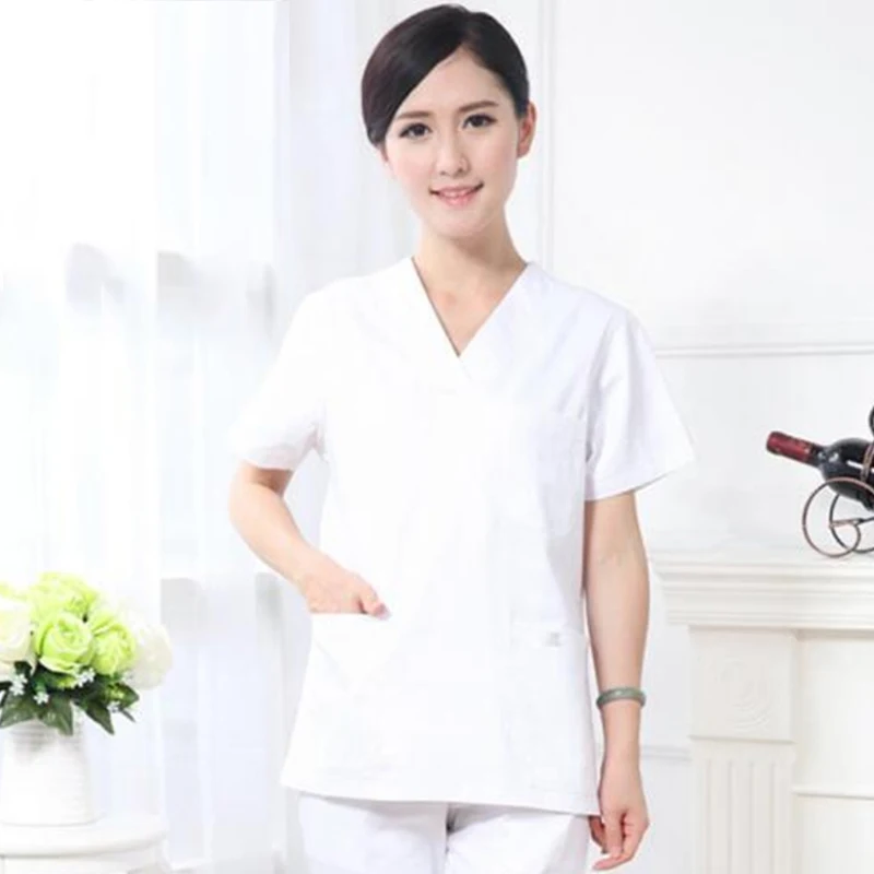 VIAOL medical suit scrubs Nursing uniforms white scrubs medical uniforms women hospital doctor nurse urgical short-sleeved gown