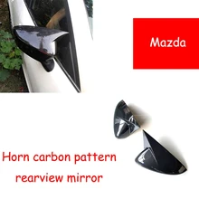 

2 pieces of modified carbon fiber horn rearview mirror shell reflector for Mazda Angkersailer