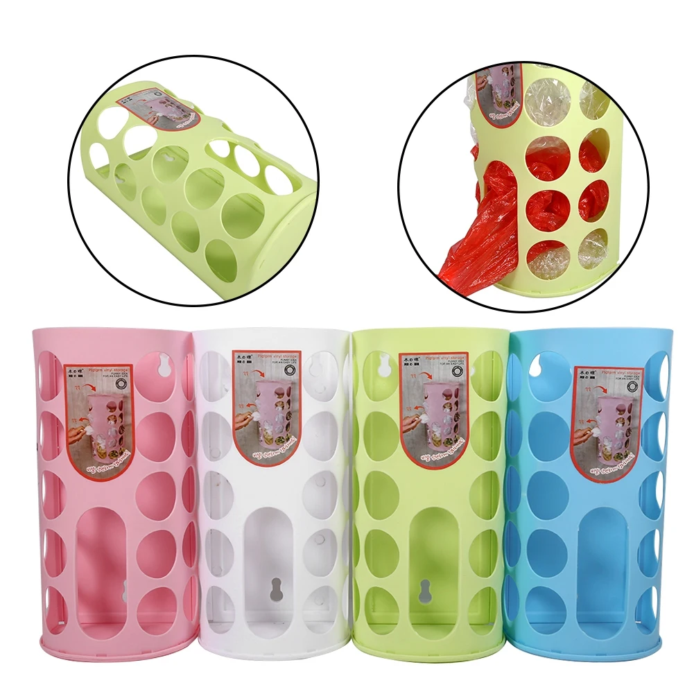 Wall-mounted Garbage Bags Tray Storage Box Garbage Bag Basket Plastic Bags Holder Rack Home Kitchen Accessories