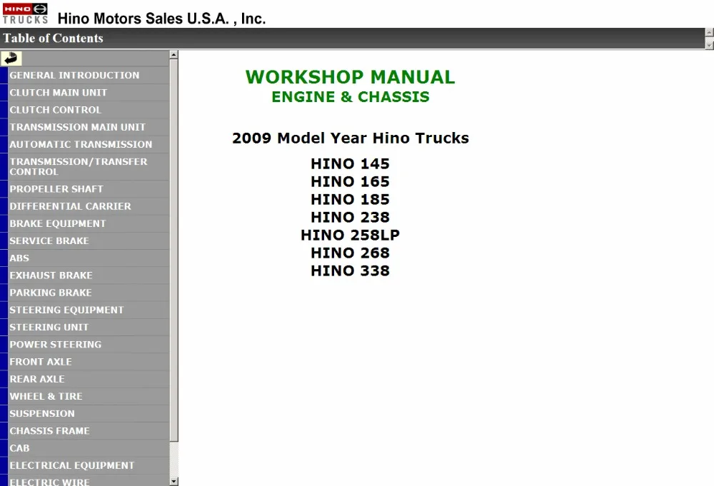 Hino Workshop Manual 2007 - 145 165 185 238 258 268 338 HTML | Автомобили и мотоциклы