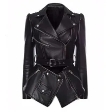 DEAT осенне-зимняя куртка из искусственной кожи PU Женская мотоциклетная куртка на молнии с отложным воротником черного цвета MG806