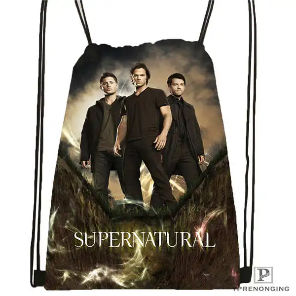 Drawstring Backpack Custom supernatural_сезонная походная сумка на шнурке милый рюкзак для детей(черная спинка) 31x40 см#2018611-2(12 - Цвет: Drawstring Backpack