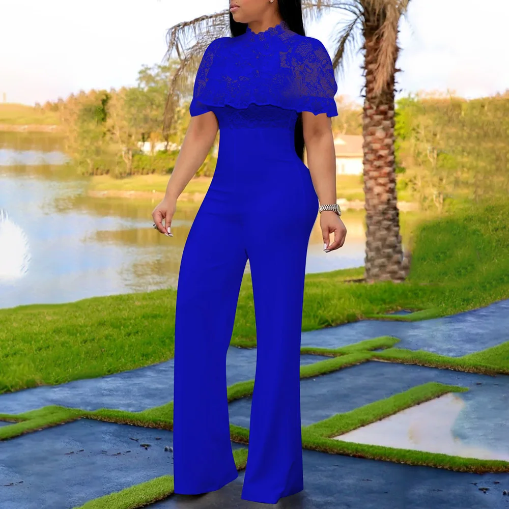 african fashion western full length patchwork plain slim women's jumpsuit