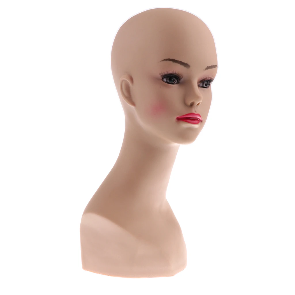 PVC Plastic Female Mannequin Head Fashion Manikin Model for Wigs Hat Necklace Glasses Scarf Display Stand Jewelry Rack