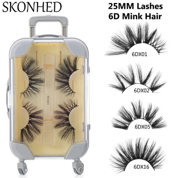 

2Pairs 25mm 6D Mink Hair False Eyelashes Dramtic Long Lashes Wispies Fluffy Full Strips Criss-cross Handmade Eye Makeup Tools