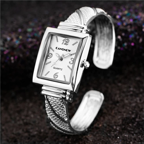 Silver White Топ стильные роскошные женские часы браслет часы женские браслет наручные часы из нержавеющей стали элегантные часы квадратные часы Reloj Mujer - Цвет: Silver White