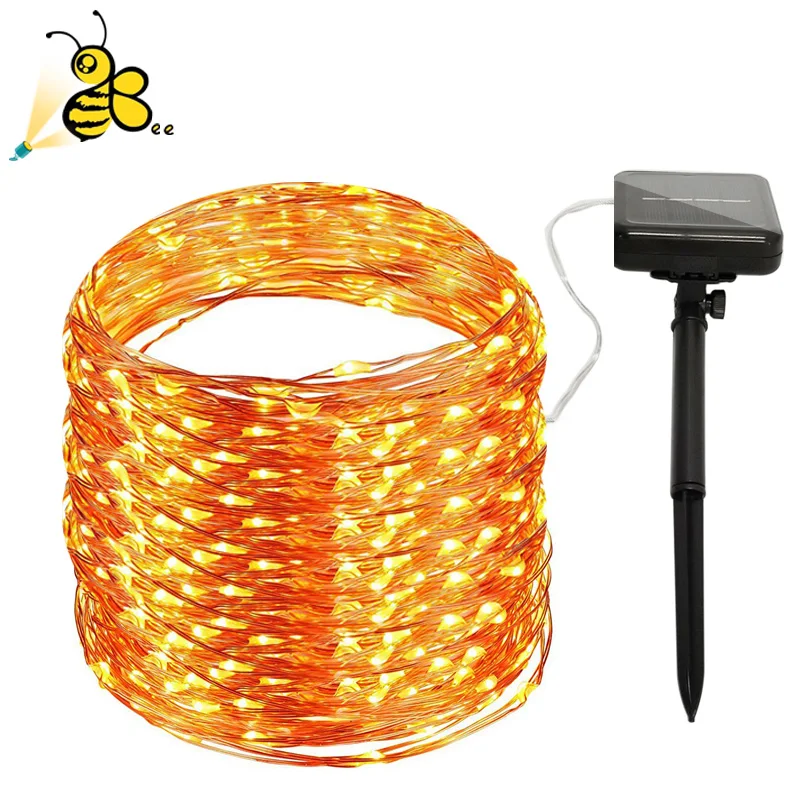 

200 led solar LED Light Waterproof LED Copper Wire String Holiday Outdoor led strip Christmas Party Wedding Decoration