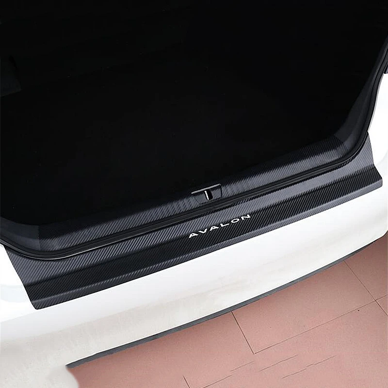 

Rear guard plate trunk trim panel welcome pedal carbon fiber leather sill trim for Toyota Avalon 2019-2020