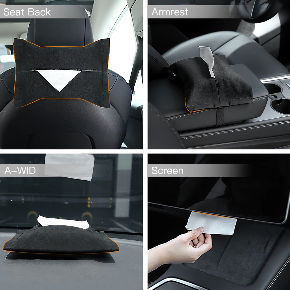 YZ Car Interior Accessories Tissue Boxes For Tesla Model 3 Y Hanging Hidden Tissues Box Holder Behind Center Screen Parts