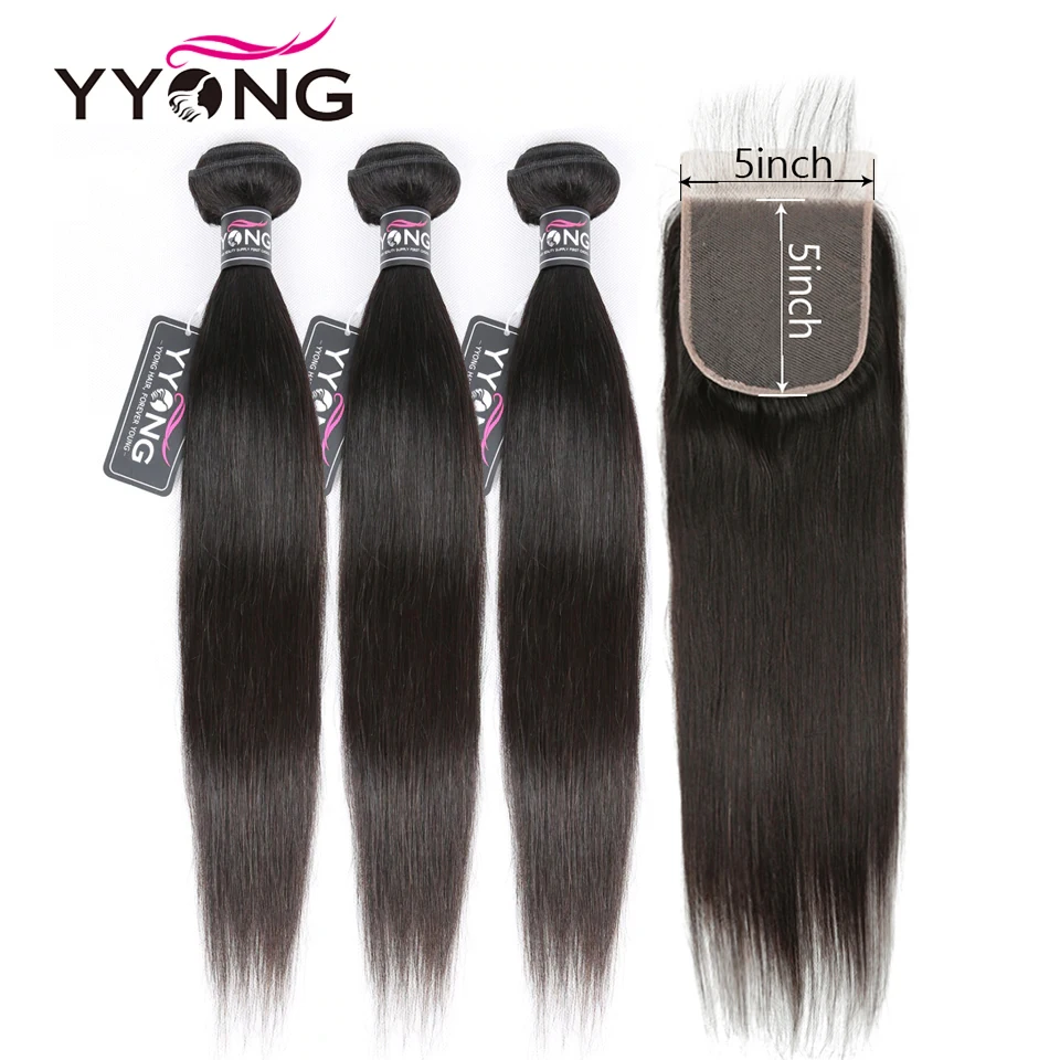 Yyong 4×4& 5×5 Closure With Bundles Straight Bundles With Closure 8-30inch Lace Closure With Bundles