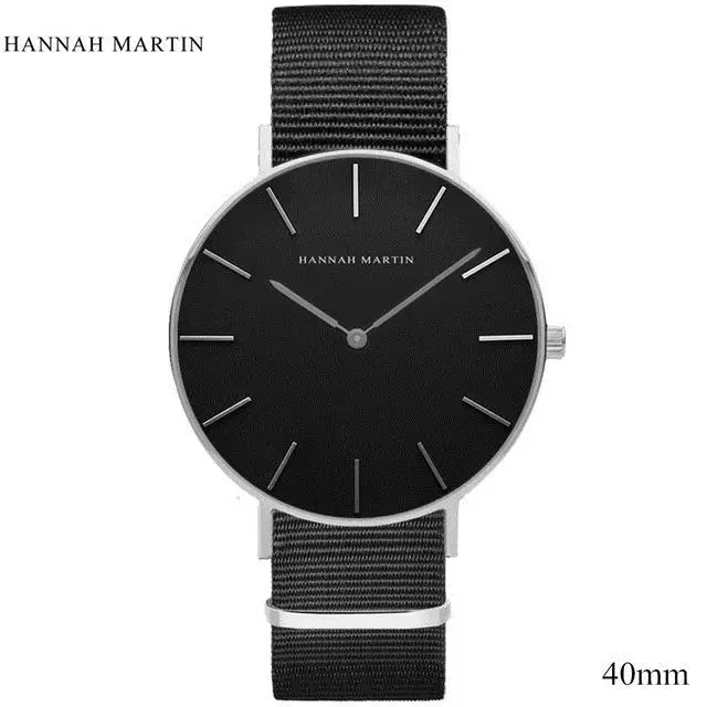 Красный Женские часы HANNAH MARTIN, классические, Relogio Feminino,, белые, женские, дамские, брендовые, модные, повседневные, кварцевые, кожа, нейлон, часы - Цвет: Красный