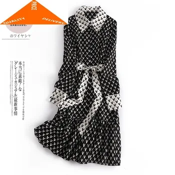 

Summer 100% Spring Real Silk Dress Women Clothes 2020 Korean Vintage Elegant Print Long Vestidos Ladies Boho Dresses 6477