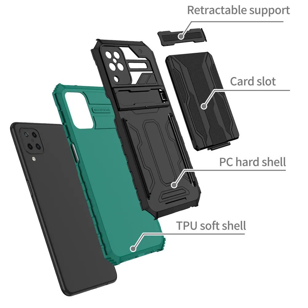 Galaxy, Card Armor, Stand Holder, 4G Bumper, Capa para M12, M32, A12, A22