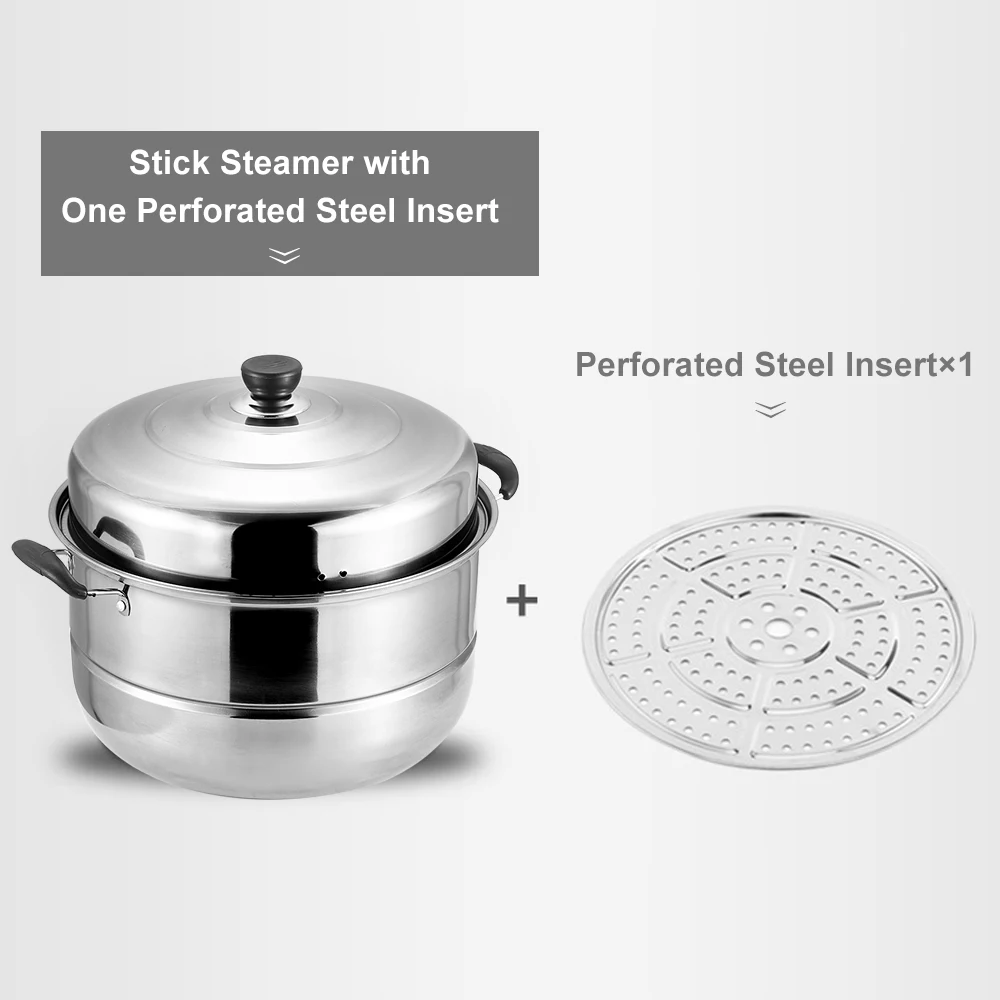 SUS560-1 Thick Stainless Steel Single-layer Steamer Cookware Stainless Steel Pot with 1 Perforated Steel Insert