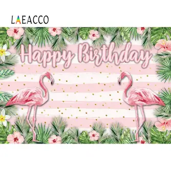 

Laeacco Happy Birthday Flamingo Photographic Backgrounds Portrait Photography Backdrops Decoration For Photophone Photo Studio