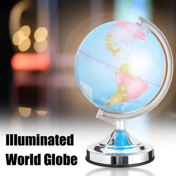 

Terrestrial Earth Globe World Map LED Light Geography Education Toy With Stand Home Decoration Office Ornament Kids Gift 20CM