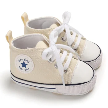 

New Baby Shoes Boy Girl Star Solid Sneaker Cotton Soft Anti-Slip Sole Newborn Infant First Walkers Toddler Casual Canvas Crib Sh
