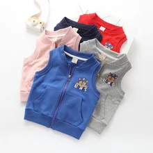 Осенний детский жилет, безрукавка для мальчиков, повседневный детский жилет с принтом, детская одежда