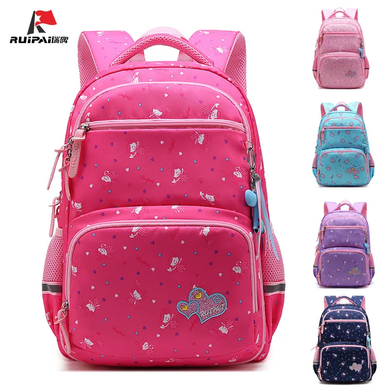 

Rui pai Schoolbag for Elementary School Students 1-6 Grade Burden Relieving Waterproof Flip-Style Large-Volume 6-12-Year-Old Chi