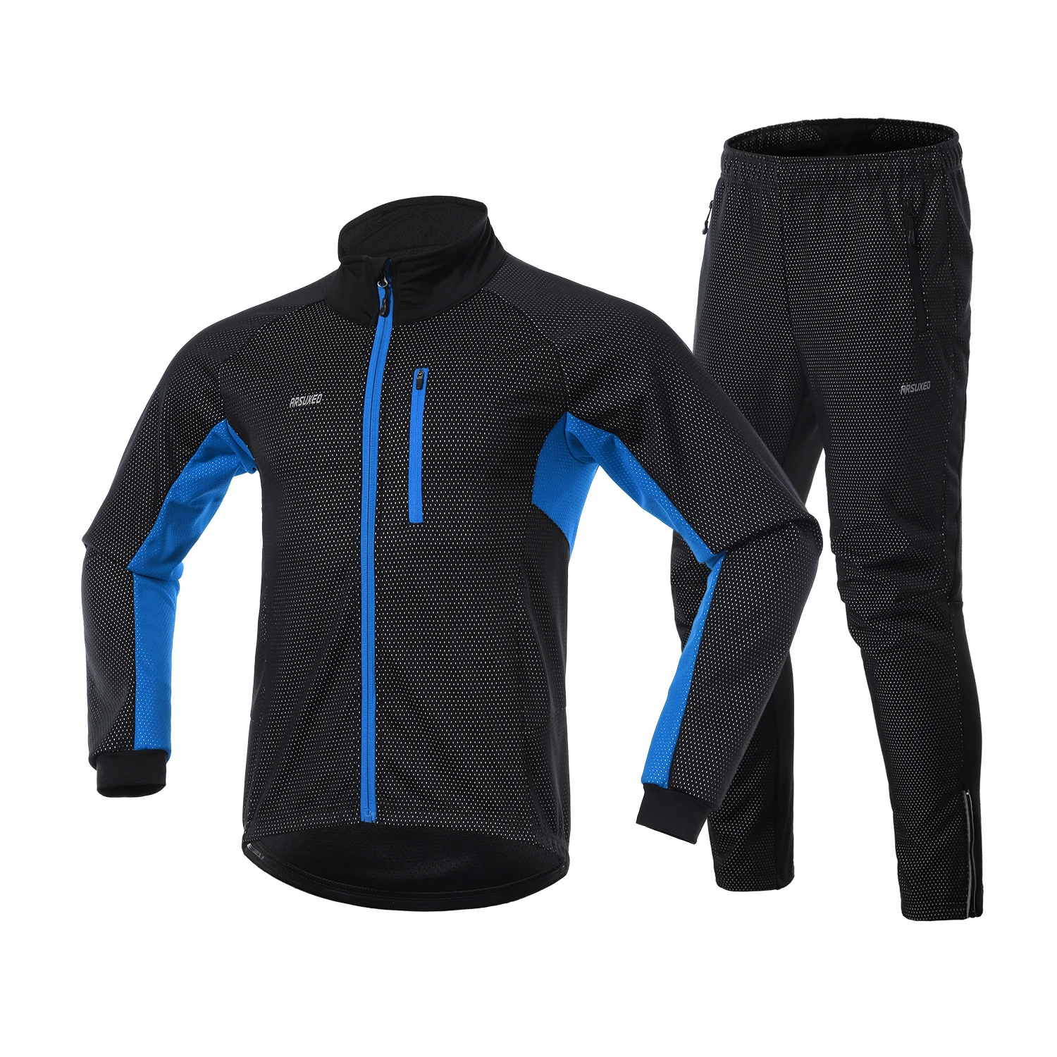 Мужская зимняя одежда для велоспорта, комплект с длинным рукавом, ветрозащитная велосипедная майка с брюками, уличная одежда для велоспорта, бега, спортивная куртка, спортивная одежда