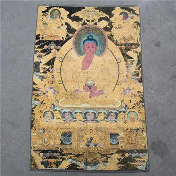 

China old Tibet silk Thangka like hanging painting fengshui Tibetan Holy Buddhas God statue portrait