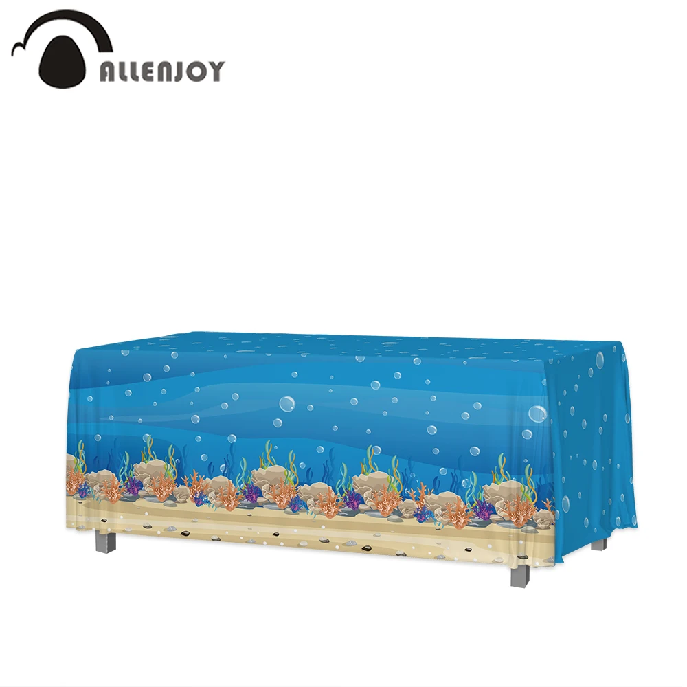 

Allenjoy Waterproof Table Covers Under Sea Seaweed Bubbles Party Supplies Tablecloth Decor Cartoon Child Birthday Home Textile