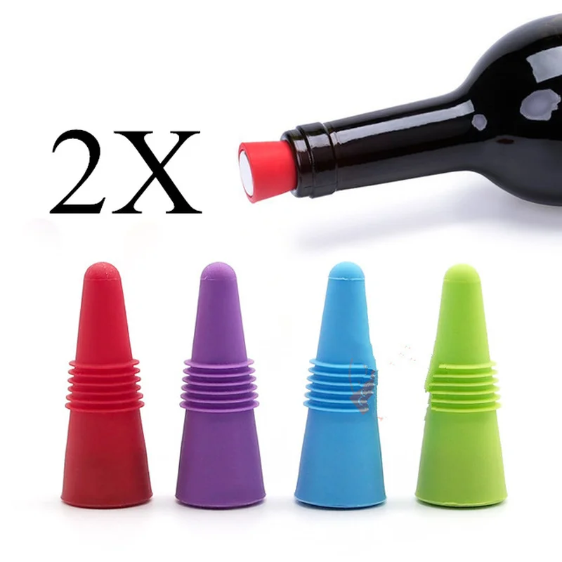 2pcs Novelty wine stoppers personalized reusable silicone cap Sealing vacuum beer Red Bottle Plug for home Bar Tool keep fresh | Дом и сад